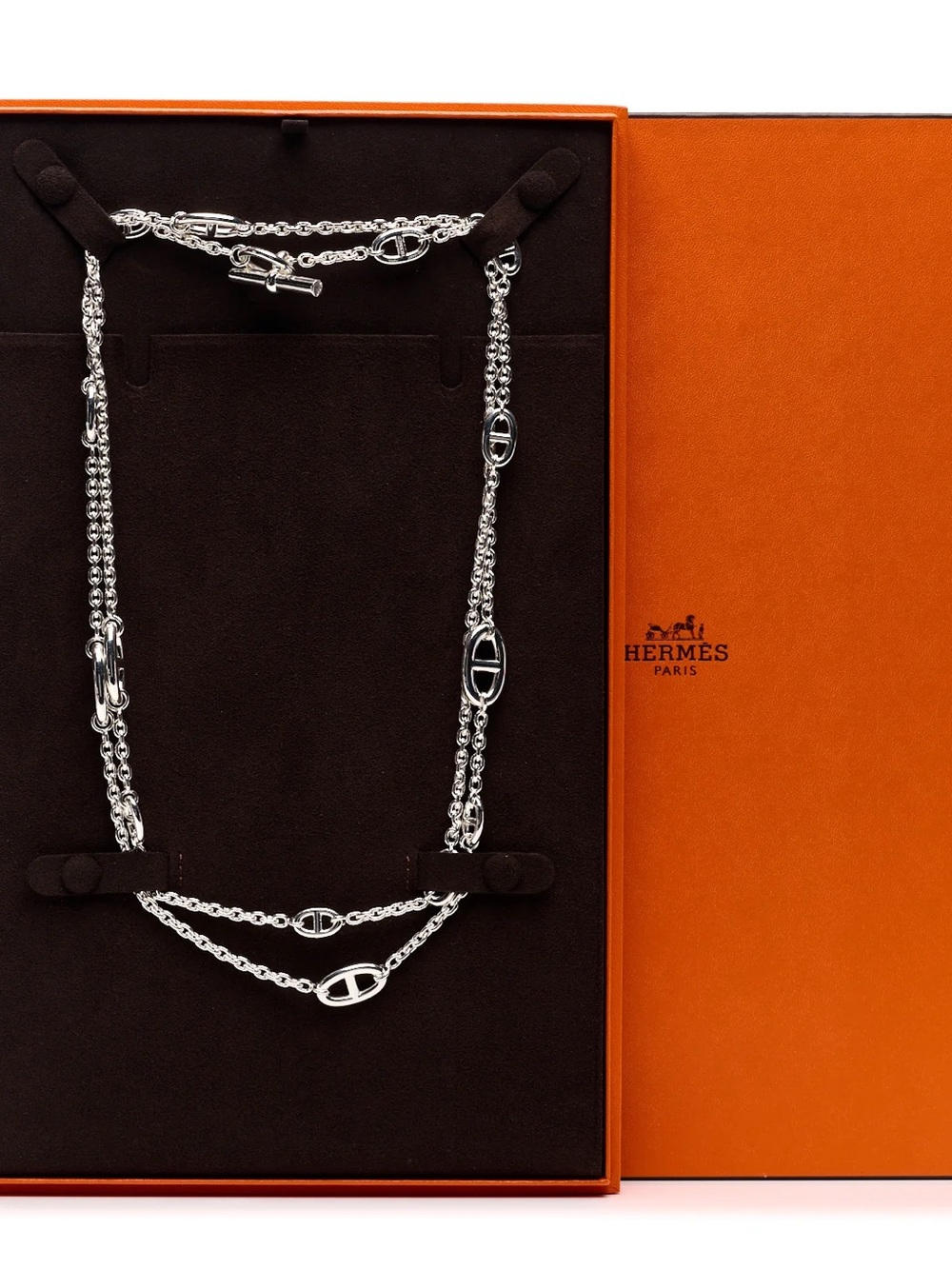 Hermes Sterling Silver Farandole Necklace 120cm